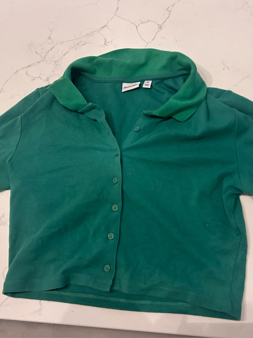 Aritzia Green Polo Button-Front Top